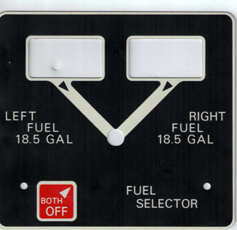 Placard - Fuel Selector - \"18.5 gals\"